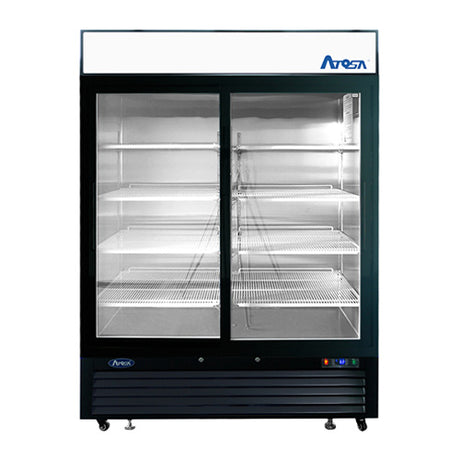 Atosa 54" Black Cabinet Two Sliding Glass Door Merchandiser Cooler - MCF8727GR - VRS Restaurant Equipment & Supply Store