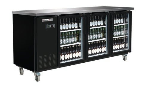 American Chef 90″ 2 Door Glass Back Bar Refrigerator BB3-90G - VRS Restaurant Equipment & Supply Store