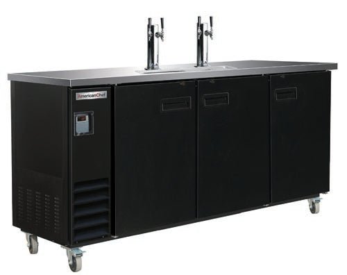 American Chef 90″ 3 Door Glass Beer Draft Cooler BBDD3-90B - VRS Restaurant Equipment & Supply Store