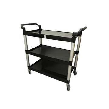 American Chef BC-B - 3-Tier Utility Carts with Brakes - Black, 40-3/4L x 19-1/2W x 37-3/8H, Plastic