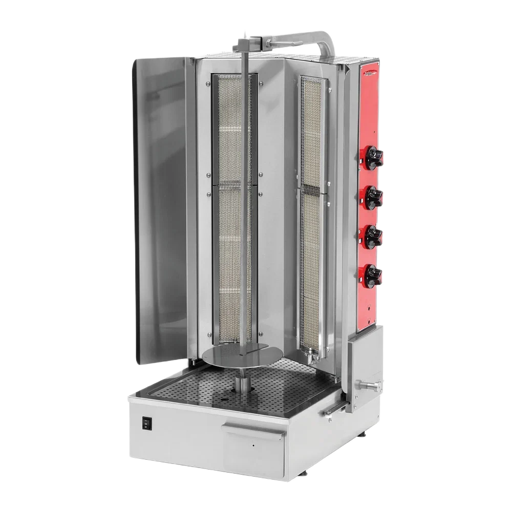 BakeMax BMDN1522R4 Commercial Heavy-Duty 4-Burner Gas Shawarma / Donair Machine