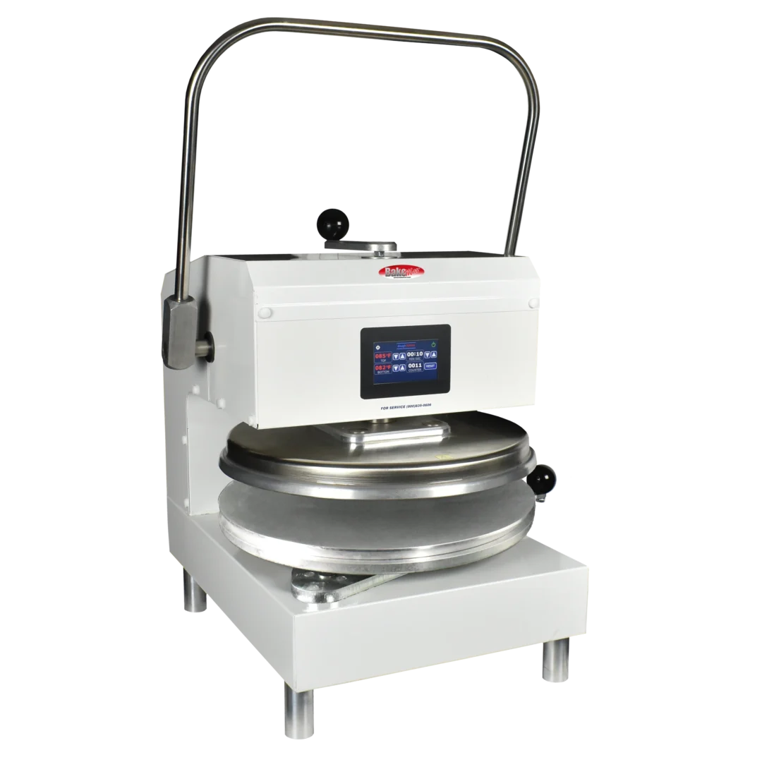 BakeMax BMDXMW Commercial Countertop White Powder Coat Manual Single Heat Dough Press