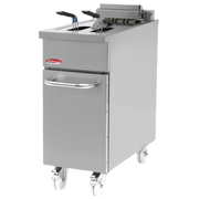 BakeMax BMPLS7FE010 Heavy Duty Commercial Electric Floor Model 18L / 40lbs. Fryer with Lift Up Heating Elements