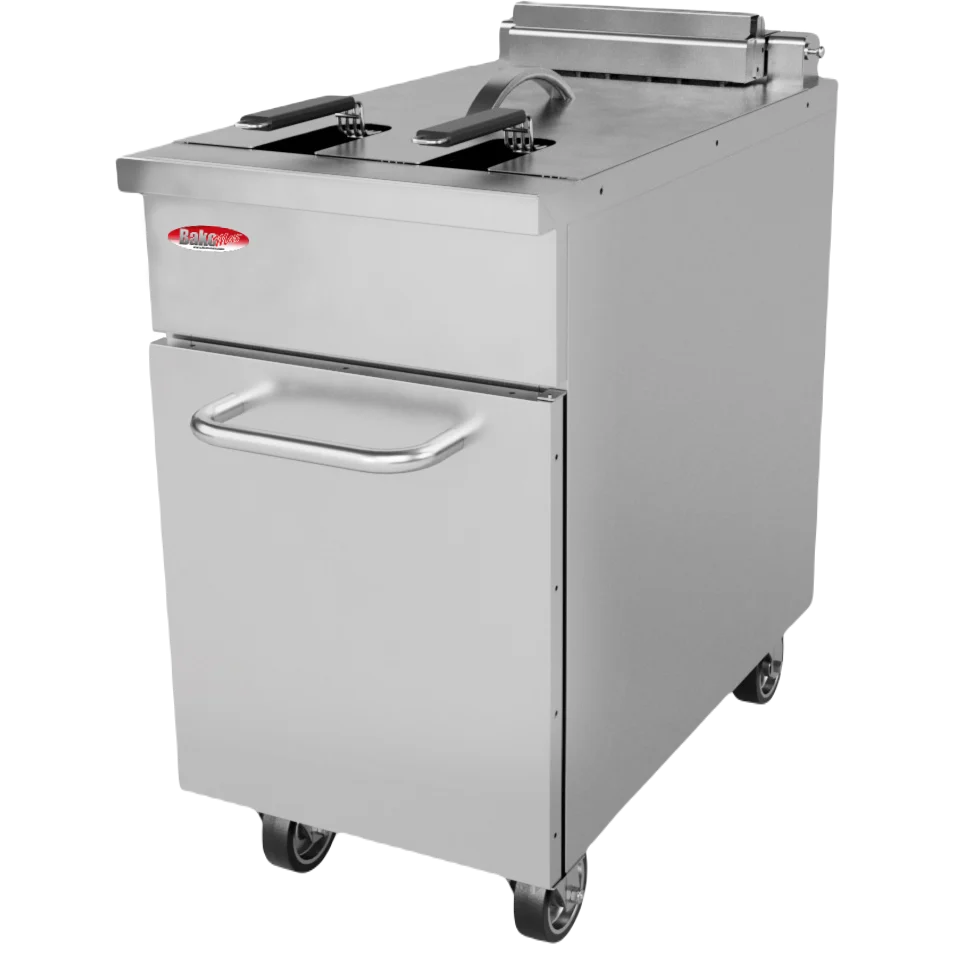 BakeMax BMPLS7FE030 Heavy Duty Commercial Electric Floor Model 34L / 75lbs. Fryer with Lift Up Heating Elements