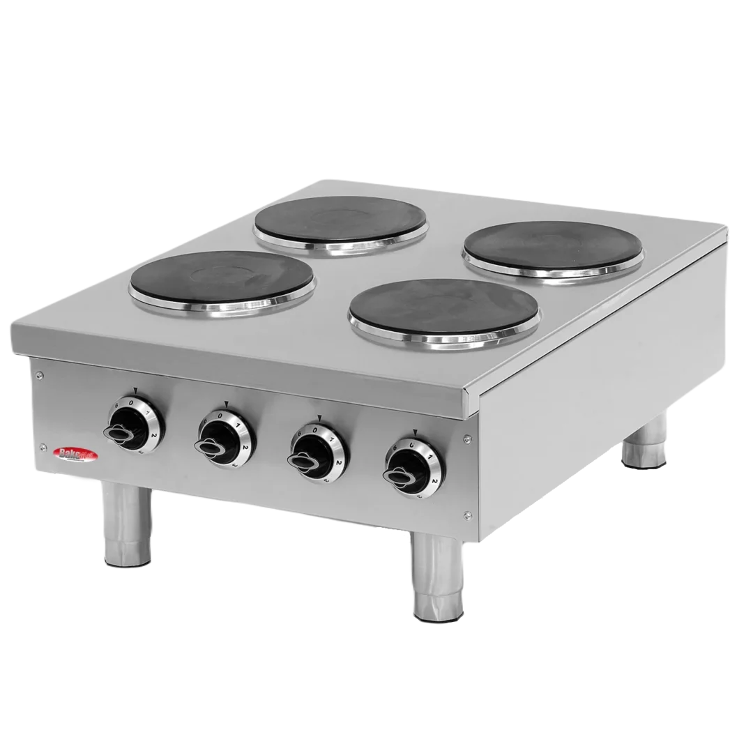 BakeMax BMPLS7KE020 Heavy Duty Commercial Countertop 4 Burner Electric Hot Plate