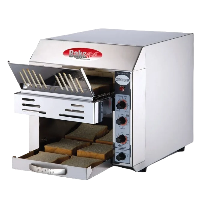 BakeMax BMCT305 Commercial Countertop Electric 2-Slice Wide Conveyor Toaster