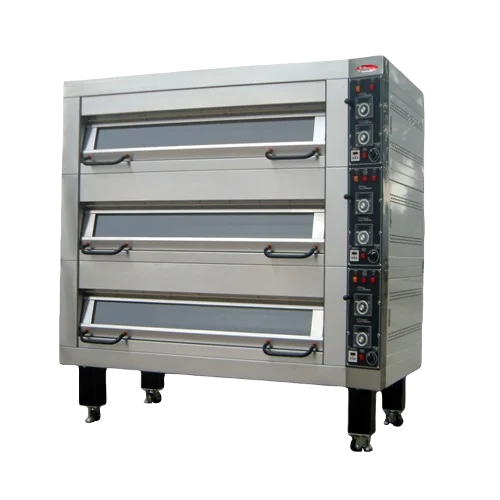 BakeMax BMFD002 Two Deck Four Pan Wide Floor Model Electric Artisan Stone Deck Oven