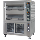 BakeMax BMTD002 Two Deck Three Pan Wide Floor Model Electric Artisan Stone Deck Oven