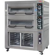 BakeMax BMDDD01 Single Deck Two Pan Wide Floor Model Electric Artisan Stone Deck Oven