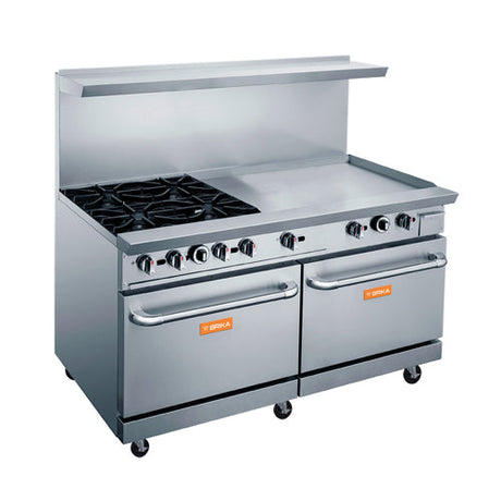 Brika BGR-4B-G36 48″ Natural Gas Range With 36″ Griddle - VRS Restaurant Equipment & Supply Store