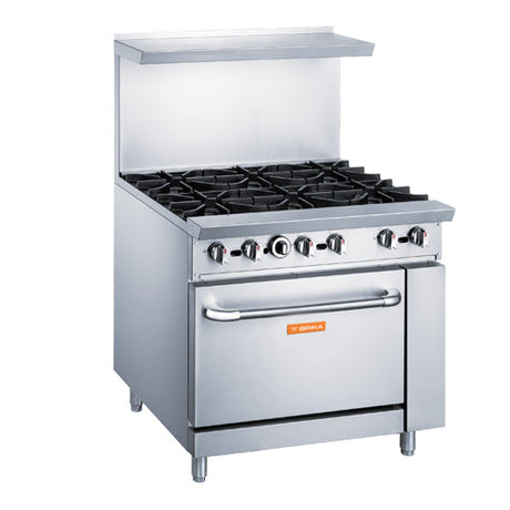 Brika BGR-6B 36″ Propane Gas Range With 6 Open Burner - VRS Restaurant Equipment & Supply Store