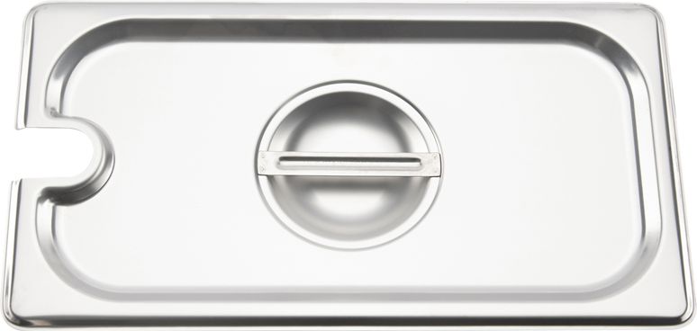 Browne 6.3" Stainless Steel Notched Cover for One-Ninth Size Steam Table Pan - 575599