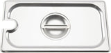 Browne 10.4" Stainless Steel Notched Cover for One-Fourth Size Steam Table Pan - 575559