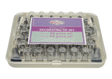 Winco CDT-26 Cake Decorating Set, 26 Tips, Stainless Steel