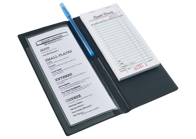 Winco CHK-3K Black Server Book With Clear Sleeve - VRS Restaurant Equipment & Supply Store