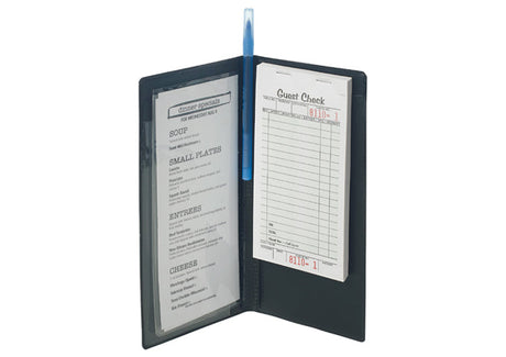 Winco CHK-3K Black Server Book with Clear Sleeve