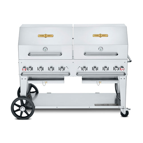 Crown Verity CV-MCB-60RDP 60″ Propane Gas Mobile Outdoor Grill with 2 Roll Domes - VRS Restaurant Equipment & Supply Store