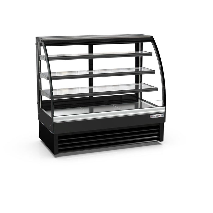 American Chef 48″ Curved Glass Floor Refrigerated Display Case DCC48 - VRS Restaurant Equipment & Supply Store