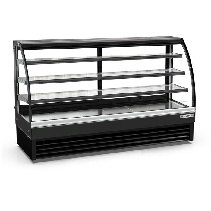 American Chef 72" Curved Glass Floor Refrigerated Display Case DCC72 - VRS Restaurant Equipment & Supply Store