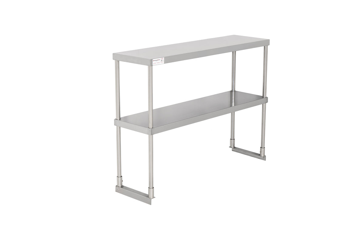 American Chef 12" x 48" Double Tier Stainless Steel Overshelf - DOV-1248