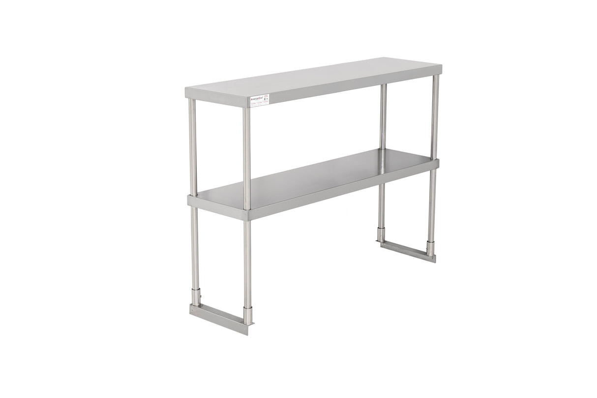 American Chef 12" x 48" Double Tier Stainless Steel Overshelf - DOV-1248
