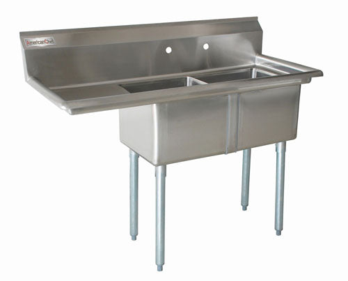 American Chef Two Compartment Sink 18"X18"X11" With Left Drainboard DS1818-L