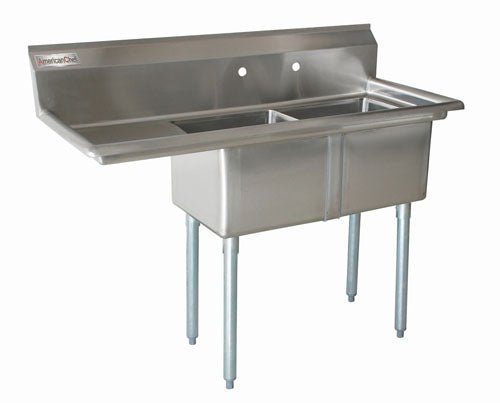 American Chef Two Compartment Sink 18"X21"X14" With Left Drainboard DS1821-L - VRS Restaurant Equipment & Supply Store