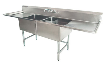 American Chef Two Compartment Sink 18"X21"X14" With Left And Right Drainboards DS1821-RL