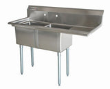 American Chef Two Compartment Sink 18"X21"X14" With Right Drainboard DS1821-R - VRS Restaurant Equipment & Supply Store