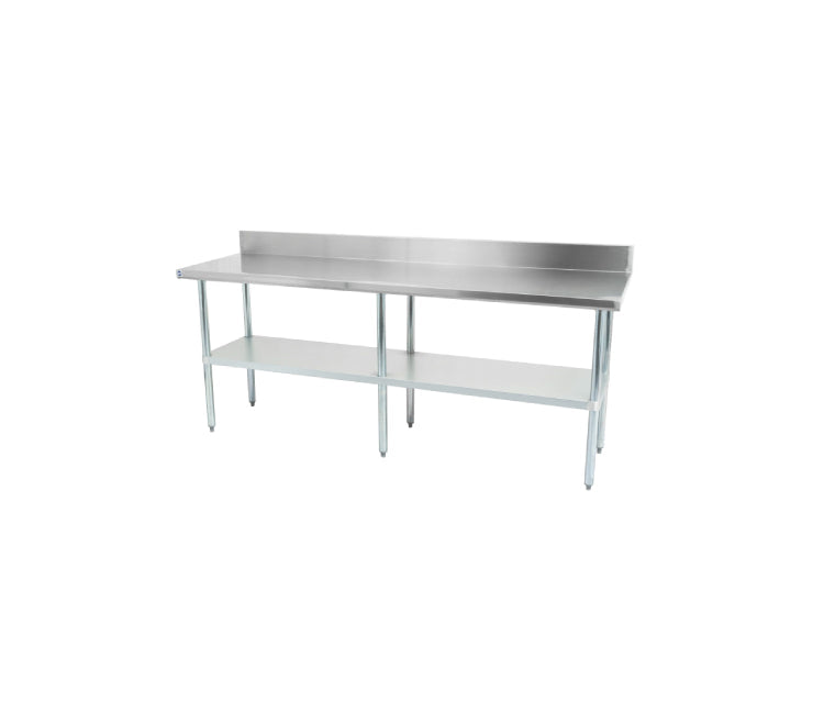 Thorinox Stainless steel worktable with a galvanized steel undershelf and backsplash - 24" width