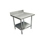 Thorinox Stainless steel worktable with a galvanized steel undershelf and backsplash - 30" width