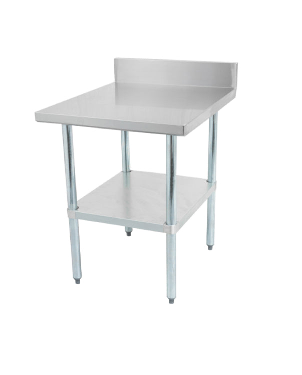 Thorinox Stainless steel worktable with a galvanized steel undershelf and backsplash - 30" width