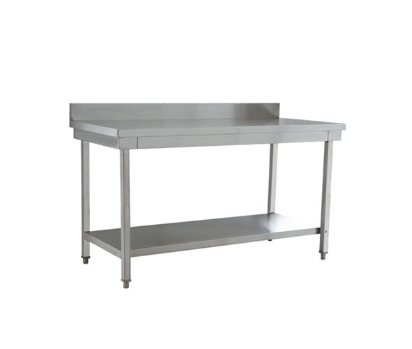 Thorinox Stainless steel worktable with a galvanized steel undershelf and backsplash - 30" width