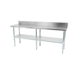 Thorinox Stainless steel worktable with a galvanized steel undershelf and backsplash - 30" width