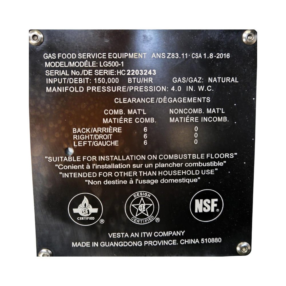 Vulcan LG500-1 Fryer - Natural Gas