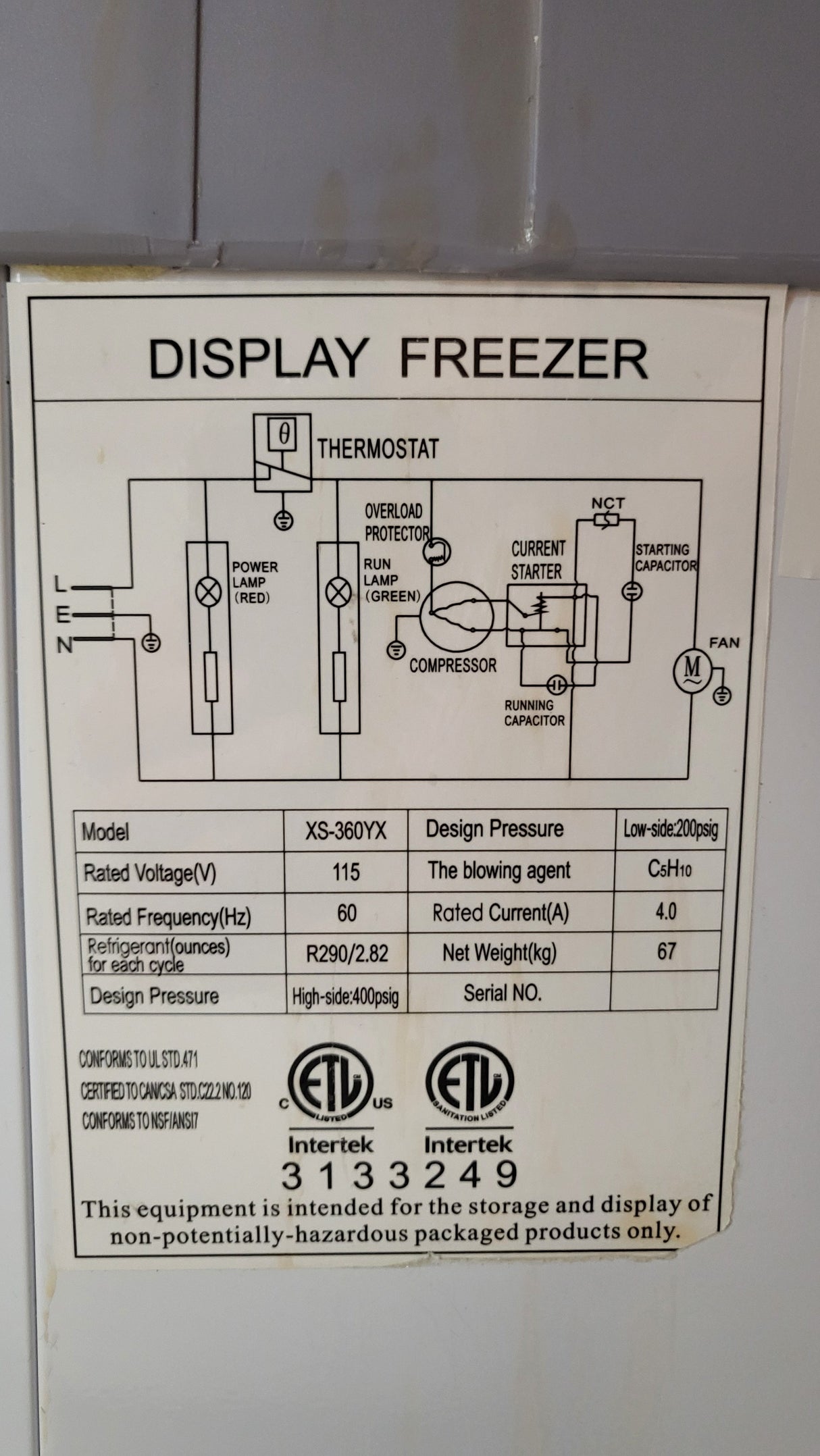 Novelty XS-360YX Ice Cream Display Freezer