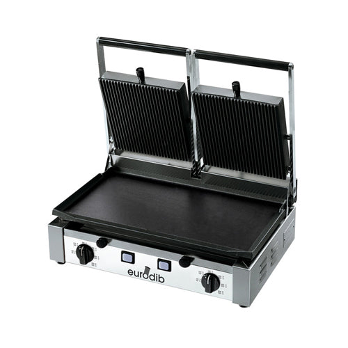 Eurodib PDL3000 20″ Double Panini Grill with Grooved Top and Smooth Bottom – 208V - VRS Restaurant Equipment & Supply Store