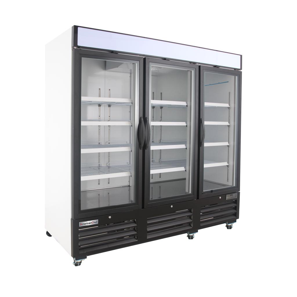 American Chef 81″ Glass Door Merchandiser Freezer F3G-81-WS