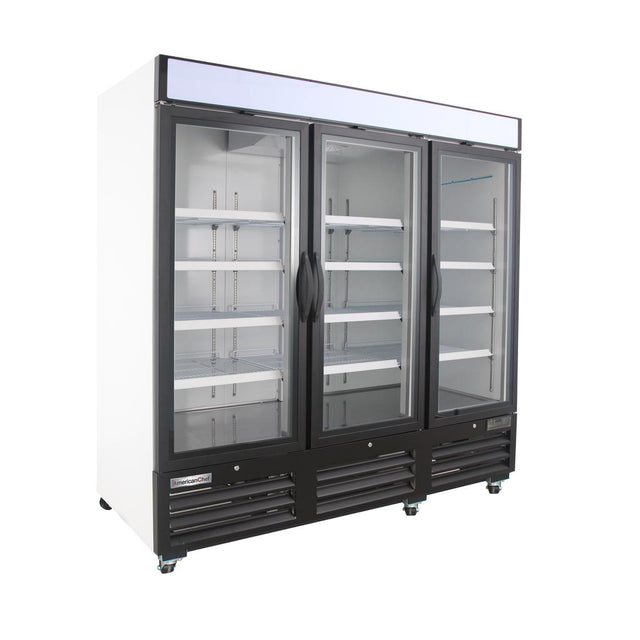 American Chef 81″ Glass Door Merchandiser Freezer F3G-81-WS