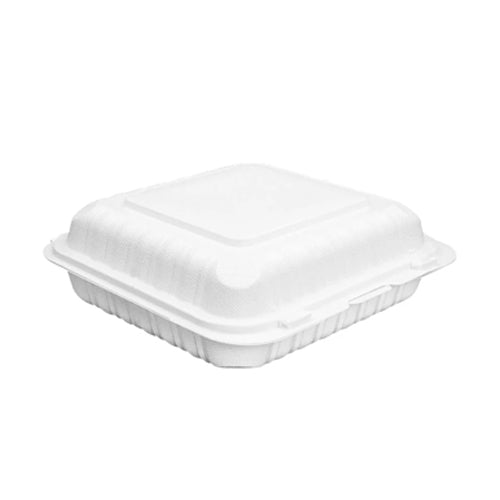 Globe 7010 6″ X 6″ X 3″ MFPP Recyclable Hinged Container – 250/Case - VRS Restaurant Equipment & Supply Store