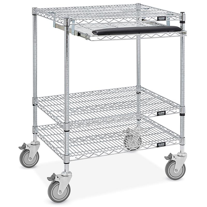 VRS 30" x 24" x 40" Wire Computer Cart - H-7555