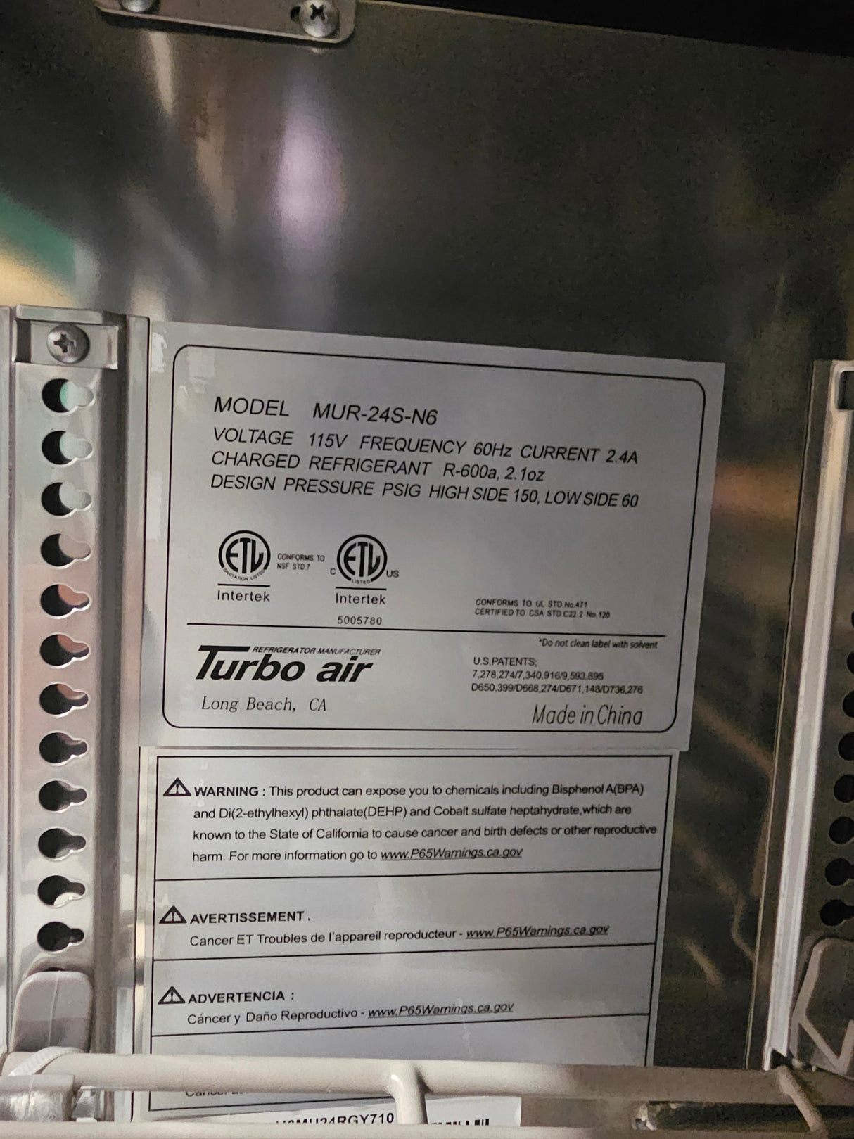 Turbo Air MUR-24S-N6 24" Shallow Depth Undercounter Refrigerator