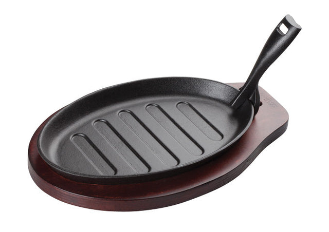 Winco ISP-3 Steak Platter with Gripper, Three Piece Set, Cast Iron