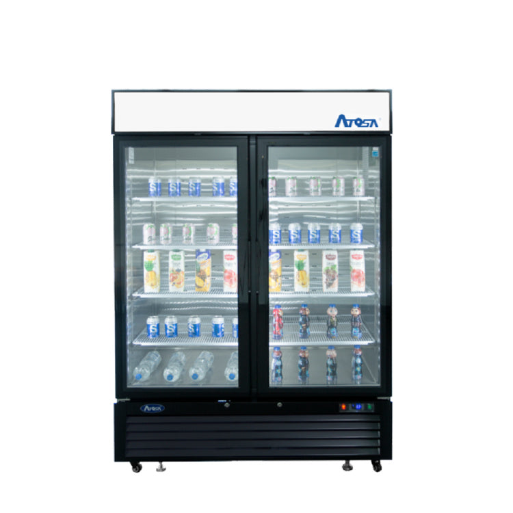 Atosa 54" Black Cabinet Two Glass Door Merchandiser Freezer - MCF8721ES