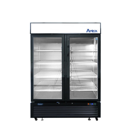 Atosa 54" Black Cabinet Two Glass Door Merchandiser Cooler - MCF8723GR - VRS Restaurant Equipment & Supply Store