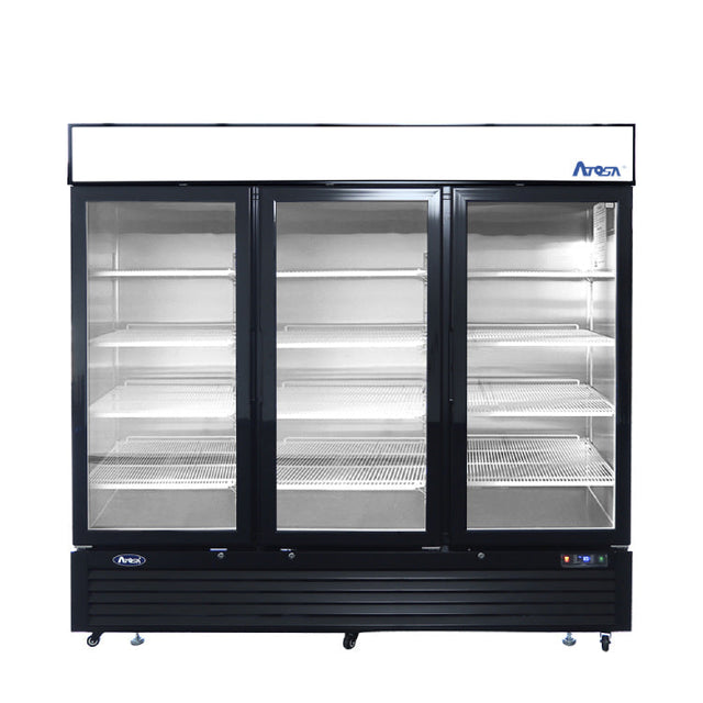 Atosa 82" Black Cabinet Three Glass Door Merchandiser Cooler - MCF8724GR