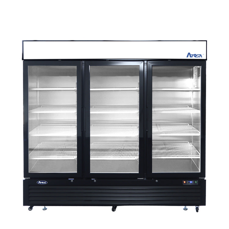 Atosa 82" Black Cabinet Three Glass Door Merchandiser Freezer - MCF8728GR