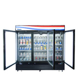 Atosa 82" Black Cabinet Three Glass Door Merchandiser Cooler - MCF8724GR - VRS Restaurant Equipment & Supply Store