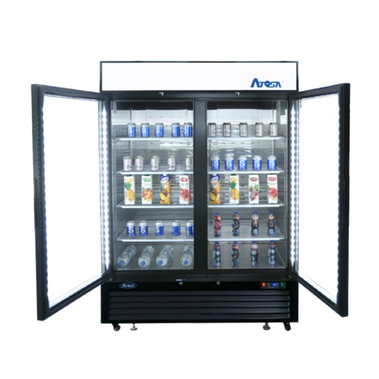 Atosa 40" Black Cabinet Two Glass Door Merchandiser Cooler - MCF8733GR - VRS Restaurant Equipment & Supply Store