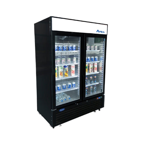 Atosa 40" Black Cabinet Two Glass Door Merchandiser Cooler - MCF8733GR - VRS Restaurant Equipment & Supply Store